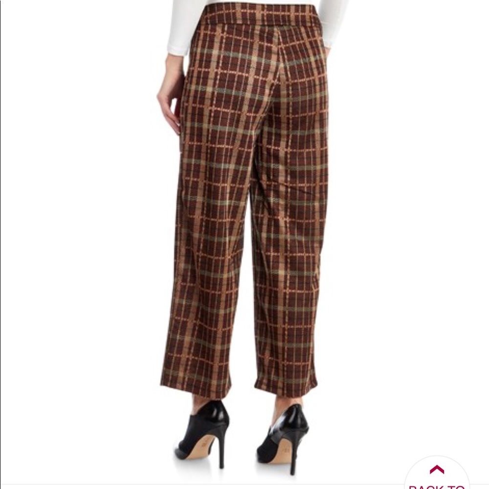 Soho Plaid Relax Fit Wide Leg Career Pants N34